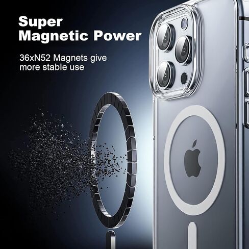 حافظة Astter لهاتف iPhone 16 Pro Max شفافة، حافظة مغناطيسية لهاتف iPhone 16 ProMax [متوافقة مع MagSafe]، مع واقي شاشة وحماية الكاميرا لغطاء مضاد للصدمات iPhone 16 Pro Max Phone Casas 6.9 بوصة in Saudi Arabia