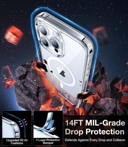 حافظة Astter لهاتف iPhone 16 Pro Max شفافة، حافظة مغناطيسية لهاتف iPhone 16 ProMax [متوافقة مع MagSafe]، مع واقي شاشة وحماية الكاميرا لغطاء مضاد للصدمات iPhone 16 Pro Max Phone Casas 6.9 بوصة in Saudi Arabia