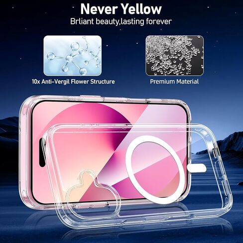حافظة Astter لهاتف iPhone 16 Pro Max شفافة، حافظة مغناطيسية لهاتف iPhone 16 ProMax [متوافقة مع MagSafe]، مع واقي شاشة وحماية الكاميرا لغطاء مضاد للصدمات iPhone 16 Pro Max Phone Casas 6.9 بوصة in Kuwait