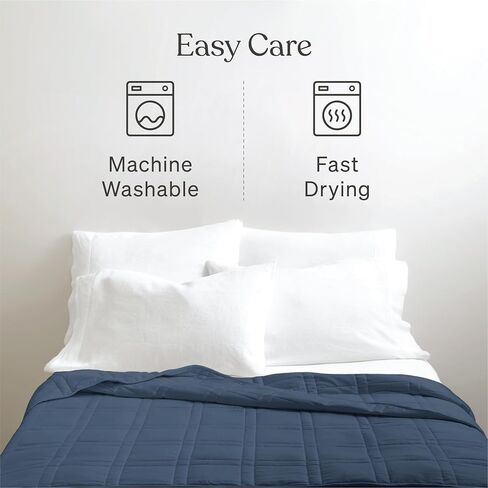 Baloo Weighted Blanket Throw Size - 12lb Double Quilted Personal Size Heavy Blanket - Eco-Luxury Soft Cool Cotton with Natural Plant-Based Dye, Navy (42x72 inches) in Saudi Arabia