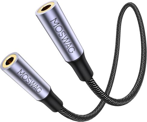 MOSWAG 3.5 ملم أنثى إلى أنثى موصل Aux، TRRS 4-Pole Extension Stereo Coupler Plug Converter كابل تمديد الصوت لأجهزة الكمبيوتر المحمولة، سطح المكتب، أجهزة الكمبيوتر الشخصية، الجيتارات، DVD، الخلاطات، مكبرات الصوت - 8 بوصة/20 سم in Saudi Arabia