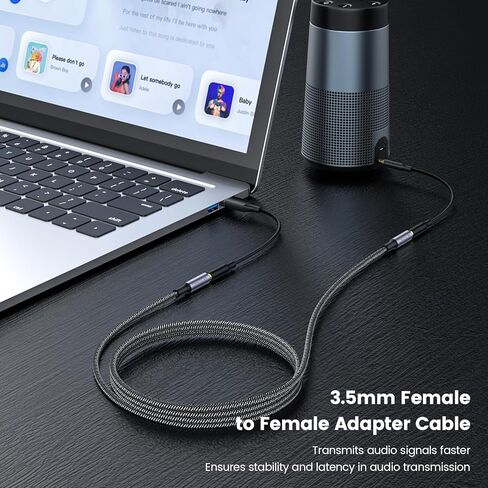 MOSWAG 3.5 ملم أنثى إلى أنثى موصل Aux، TRRS 4-Pole Extension Stereo Coupler Plug Converter كابل تمديد الصوت لأجهزة الكمبيوتر المحمولة، سطح المكتب، أجهزة الكمبيوتر الشخصية، الجيتارات، DVD، الخلاطات، مكبرات الصوت - 8 بوصة/20 سم in Saudi Arabia