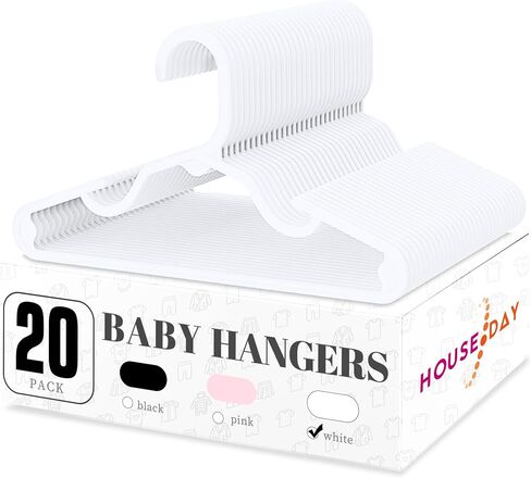 HOUSE DAY Plastic Baby Hangers for Closet 60 Pack, Durable Plastic Kids Hangers for Baby Clothes, Thin & Compact Childrens Hangers, Space Saving White Baby Hangers, Small Hangers for Kids Clothes in Kuwait