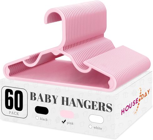 HOUSE DAY Plastic Baby Hangers for Closet 60 Pack, Durable Plastic Kids Hangers for Baby Clothes, Thin & Compact Childrens Hangers, Space Saving White Baby Hangers, Small Hangers for Kids Clothes in Kuwait