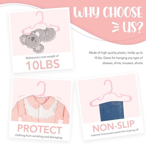 HOUSE DAY Plastic Baby Hangers for Closet 60 Pack, Durable Plastic Kids Hangers for Baby Clothes, Thin & Compact Childrens Hangers, Space Saving White Baby Hangers, Small Hangers for Kids Clothes in Kuwait