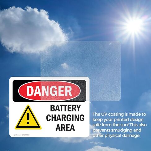 (2 Pack) Battery Charging Area OSHA Danger Sign 14 Inch X 10 Inch Plastic Sign, Weather Resistant, UV Protected for Workplace, Business, and Construction Site, Made in the USA in Saudi Arabia