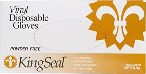 KingSeal LARGE Vinyl General Purpose Disposable Gloves, Powder-Free, 4 mil, Clear - 4 boxes of 100 Gloves by Weight (400 Count) in Kuwait