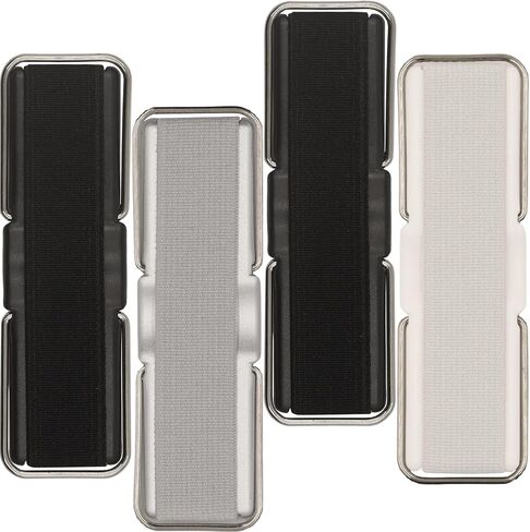 4Pcs Adhesive Phone Strap Grip Finger Holder for Hand, Sticky Elastic Cellphone Loops for Back of iPhone Case Accessories, Thin Smartphone Grips - Black Silver Black White in Saudi Arabia