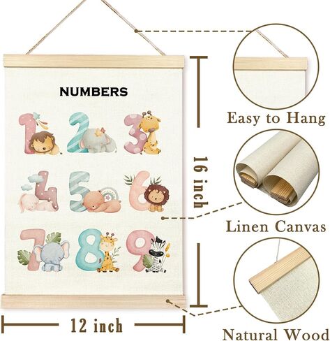 TAEDIN Nursery Wall Decor - Classroom Wall Decor Poster Hanger Frame, Boho Nursery Decor Wooden Canvas Artwork Print Hanging Sign for Girls Boys Toddler Kids Room Decor 12X16 in Saudi Arabia
