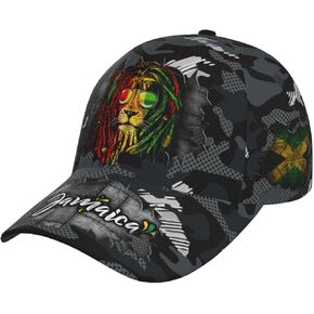 Jamaica Flag Baseball Cap Unisex Novelty Lions Printed Hat Map Badge Baseball Hats Dad Cap Jamaica Hat for Men and Women