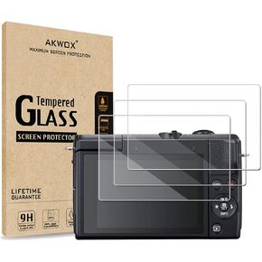 AKWOX [3-Pack] Tempered Glass Screen Protector for Canon EOS M200 Camera, [0.3mm 2.5D High Definition] 9H LCD Protective Cover,Anti-Scratch, Bubble-Free