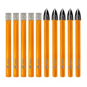 Diamond Drill Bits - Tile Drill Bits Kit 6mm 5pcs & Carbide Drill Bits 6mm 5pcs for Drilling Ceramic Porcelain Tile Marble Granite Masonry