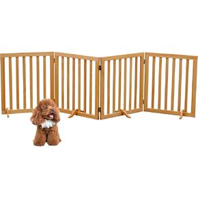 Dog Gates Wooden Pet Gate Indoor Dog Fence for The House,Collapsible Wood Dog Gates for Stairs,Freestanding Dog Gate for Doorways,House Pet Gate for Dogs,23.6" Height-4 Panels Dog Gate