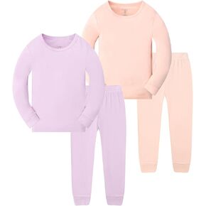 JunNeng Toddler Rayon from Bamboo Pajamas Sets,Baby Boy Girl Solid Snug Fit Long Sleeve Sleepwear