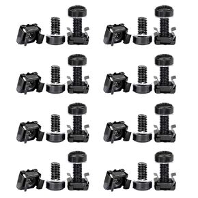 SGTKJSJS M6 x 16mm Computer Rack Mount Cage Nuts, Screws and Washers for Rack Mount Server Cabinet, Rack Mount Server Shelves,Rack Mount Screws and Square Insert Nuts– Black