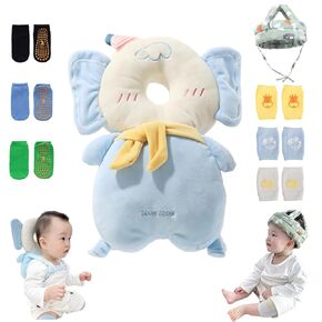 Toddler Baby Protection Backpack - Toddler Safety for Crawling, Walking, Running - Adjustable Pad - with 3 Baby Knee Pads and 3 Socks - Fall Back Head Protector