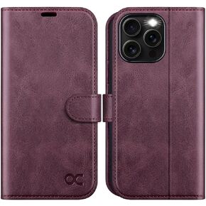 OCASE متوافق مع حافظة محفظة iPhone 16 Pro، حافظة قابلة للطي من جلد البولي يوريثان مع حامل بطاقات RFID Blocking Kickstand [غلاف داخلي من مادة TPU مقاوم للصدمات] غطاء هاتف 6.3 بوصة 2024، أسود