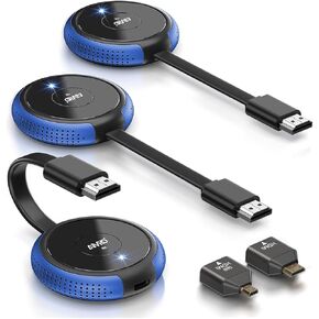 TIMBOOTECH 4K Wireless HDMI 2 Transmitters & 1 Receiver, 2.4/5.8GHz HDMI Wireless Multiple TX, Streaming Video &Audio Extender for Laptop, DSLR, TV Box, Smartphone to Monitor, Projector, TV - 165FT