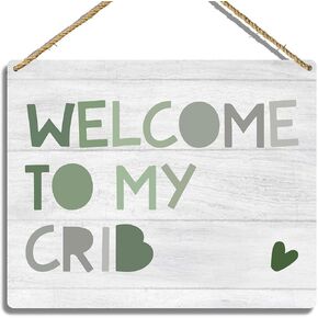 Baby Boy Nursery Decor, Welcome to My Crib Wooden Hanging Plaque, Wall Sign Decor for Baby Room, Rustic Nursery Wall Art, Baby Nursery Gifts
