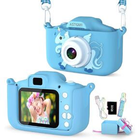 Kids Camera,Upgrade HD Digital Camera for Toddlers, Kid Camera Toys for 4 Year Old Girls Boys, Christmas Birthday Gifts for Age 3 4 5 6 7 8 9 10 Year Old with 32GB SD Card & Silicone Cover (Blue)