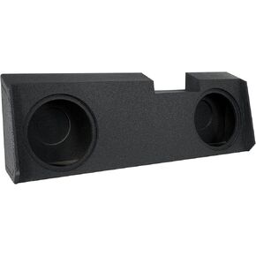 QPower QBGMC10 2019 Underseat Downfire Dual 2 Hole 10 Inch Subwoofer Box with Bed Liner Spray for 2019-2022 GMC/Chevy Crew Cab and Double Cab