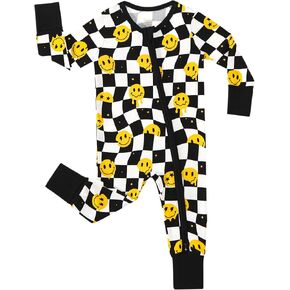 Baby Boys Romper 2-Way Zipper Jumpsuits Long Sleeve One Piece Rompers for Infant, Viscose Made from Bamboo