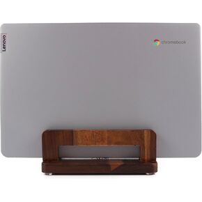 S&A WOODCRAFT 3 Slots Acacia Wood Vertical Laptop Stand, Adjustable Wooden Laptop Holder, Non-Slip Laptop Dock Compatible with Apple MacBook, Microsoft Surface, Gaming Laptops, IPad, Tablets