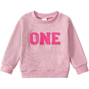 Baby Girl First Birthday Outfit 1st Birthday Sweatshirt One Long Sleeve Pullover Top