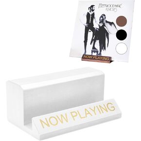Now Playing Vinyl Record Stand - White Gold Wooden Vinyl Record Holder for Albums & Record Decor, Now Spinning Record Stand for Turntables & Accessories Gifts For Vinyl Record Lovers!