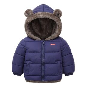 Baby Winter Fleece Coat Kids Boys Jacket Outwear Girls Padded Clothes Black 1-2 Years