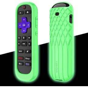 حافظة Fintie الواقية لجهاز Roku Voice Remote Pro (الإصدار الثاني)، CaseBot خفيفة الوزن ومضادة للانزلاق وصديقة للأطفال وغطاء جهاز تحكم عن بعد من السيليكون المقاوم للصدمات لجهاز التحكم Roku RCB1R، أزرق متوهج