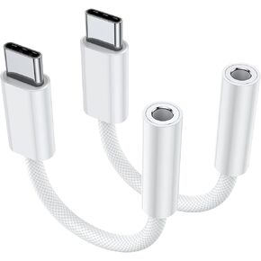 USB C to 3.5 mm Headphone Jack Adapter, 2 Pack Type C Aux Audio Dongle Cable Cord Compatible with iPhone 15/15 Plus/15 Pro/Pro Max, iPad, Samsung Galaxy S23/S23/S22/S21Ultra, MacBook, Note