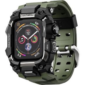 ULTIMAL Rugged Case with Band for Apple Watch 49mm,Compatible with Apple Watch Ultra/Ultra 2, Military Grade Shockproof Bumper Cover for iWatch Tactical Band Men (49mm,Orange)