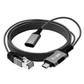 USB C to Ethernet Cable 10 FT, Type C to RJ45 Cord with USB-C Female 65W PD Fast Charging, Internet and Charging Two in One, Gigabit LAN Network, Directly Connected, for Surfing Internet and Charging