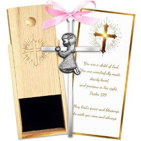 Baptism Gifts for Boys & Girls,First Communion Gifts for Kids,Christening Baby Shower Party 6in Praying Cross