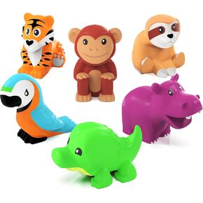 Tub Works® Rainforest™ Mold Free Bath Toys, 6 Pack | Sealed, No Hole Bath Toys Design Keeps Moisture Out | Soft, Squeezable & Float on Water | Easy-Grip Baby & Toddler Bath Toys | Great Baby Pool Toys