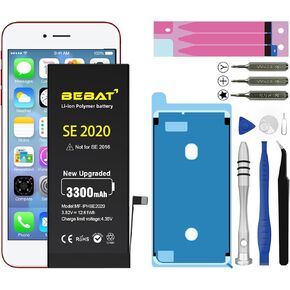 BEBAT Replacement for iPhone SE 2020 Battery, 3300mAh High Capacity Li-ion Polymer Replacement Battery for Model A2275 A2296 A2298 with Professional Repair Tool Kits