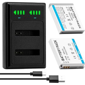2 Pack NB-6LH NB-6L Batteries and Dual USB Charger Compatible with Canon Powershot S120, SX510 HS, SX280 HS, SX500 is, SX700, D20, S90, D30, ELPH 500, SX270, SX240, SX520