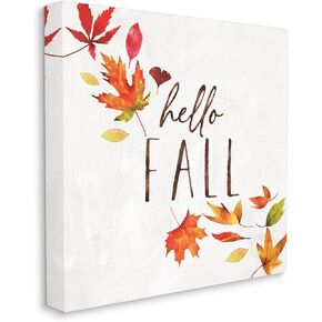 Stupell Industries Hello Fall Autumn Tree Leaves Seasonal Statement, Designed by Nina Pierce Canvas Wall Art, 30 x 30, Brown
