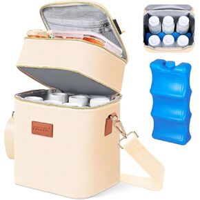 PIIOSER Breastmilk Cooler Bag with Ice Pack Fits 6 Baby Bottles Up to 9 Ounce, Insulated Baby Bottle Tote Bags, Double Layer Waterproof Leak-Proof with Shoulder Strap for Nursing &Working Mom in Kuwait