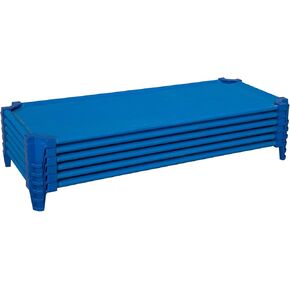 Wood Designs Stackable Daycare Cots for Kids, 52", Blue, Ready-to-Assemble Nap Cots for Sleeping - Preschool, Daycare, Kindergarten, 87800 [Set of 6]