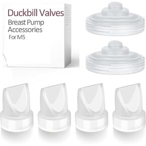 Replacement 4 Duckbill Valves/Duck Bill Valve & 2 Silicone Membrane/Diaphragm Compatible with Momcozy M5 Wearable Breast Pump, Accessories Made by Durceler, Not Original Momcozy Parts, BPA Free