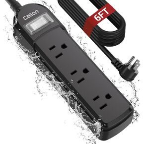 IPX6 Outdoor Power Strip Weatherproof,10 FT SJT 16AWG Extension Cord 3 Wide Outlets 1875W Overload Protection, Waterproof Surge Protector for Office,Dorm Room,Patio,Halloween Decorations