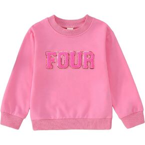 Toddler Baby Girl Birthday Outfit 2nd 3rd 4th 5th 6th 7th Bday Party Sweatshirt Two Three Four Embroidery Shirt Top