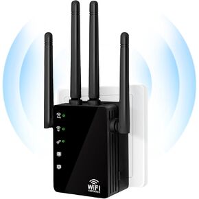 WiFi Extender, WiFi Extender Signal Booster up to 6000sq.ft and 50+ Devices, 1200Mbps WiFi Booster, 2.4&5GHz Dual Band Internet WiFi Repeater with Ethernet Port, 1-Key Setup (White)