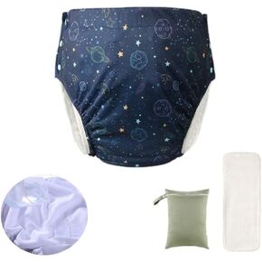 Unisex Reusable Adult Waterproof Cloth Diapers with Diaper Inserts,Adjustable Incontinence Pocket Diaper with Snaps,Incontinence Underwear,Anti-Side Leakage Diaper Pants(Grey,XL)