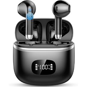 Wireless Earbuds Bluetooth, In Ear Headphones Bluetooth 5.3 with HiFi Stereo Deep Bass, Ear buds Noise Cancelling with 4 ENC Mic, Dual LED Display, 40H Playtime Earphones for Computer Laptop Pad Phone