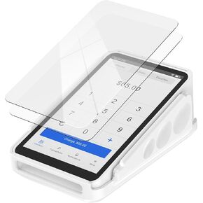 Protective Case and Screen Protector for Square Terminal, Plastic Protective Hard Case Anti-Slip Grip Design, Anti-Scratch Tempered Glass Screen Protector(Black)