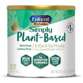 Enfamil Prosobee Plant based Baby Formula, for Sensitive Tummies, Soy-based Plant Sourced Protein, Vitamins for Immune Support, Lactose-free, Milk free, Gluten free, 20.9 Oz Can, 4 Count