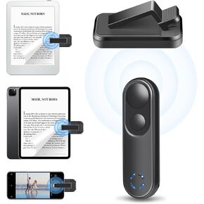 LANGREE Remote Page Turner for Kindle Paperwhite Oasis Kobo eReaders, Kindle Accessories, Page Turner Clicker for ipad Tablets Phone Reading Novels Taking Photos, Kindle Remote with Power Display Pink